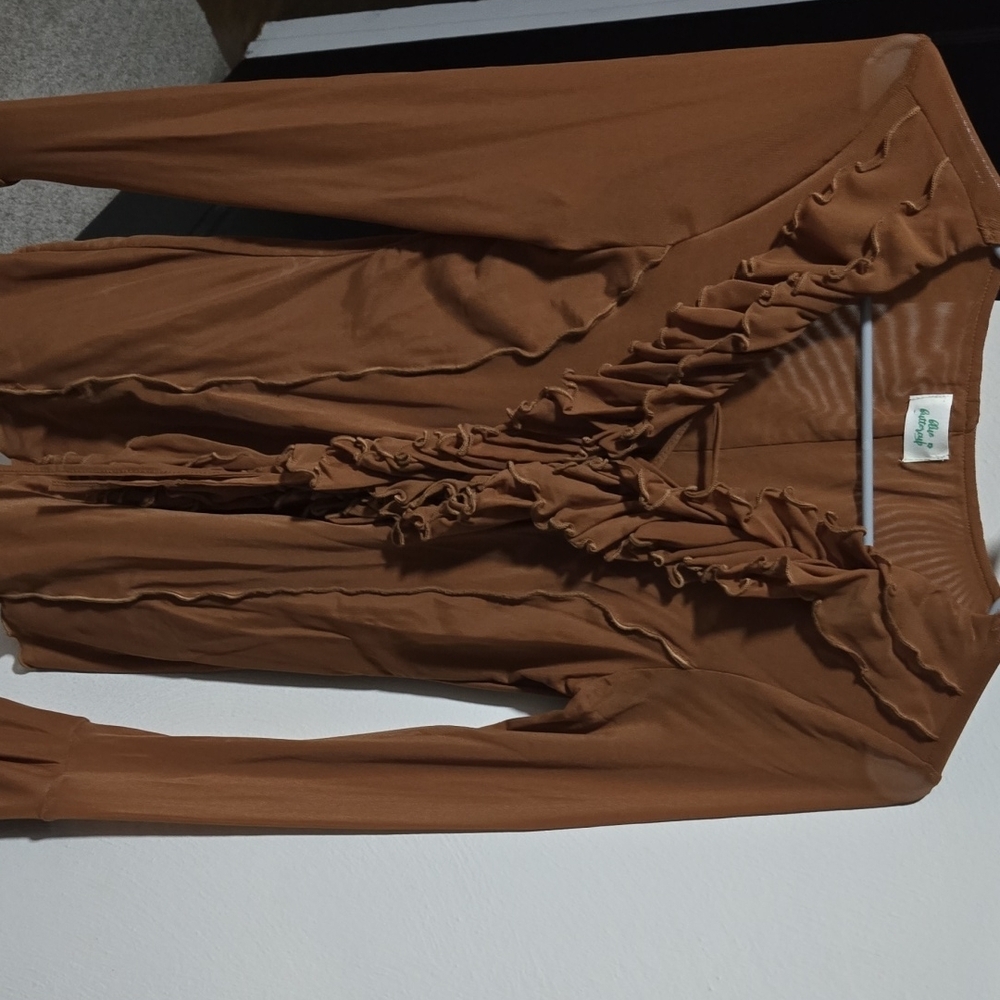 Elegant Brown Ruffled Top